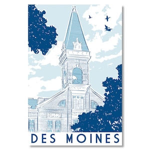 Ancienne carte postale principale Des Moines