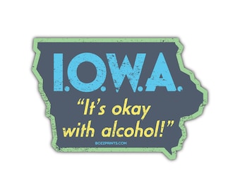 I.O.W.A. (It's Ok With Alcohol) Navy Sticker/Magnet