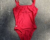90s Hot Red Low Back Speedo Baywatch Swimsuit S-M