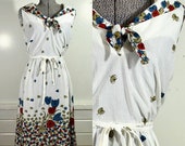 1970s Union Made Floral Dress and Open Shirt Set M