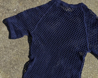 blue fishnet shirt