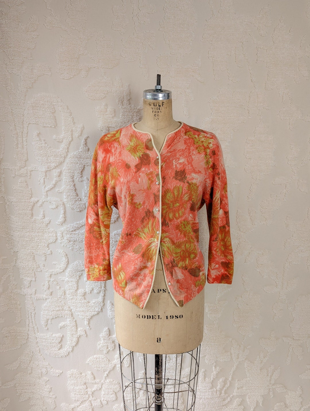 BLV x DEANNA || 1960s DARLENE Floral Knit Wool Angora Cardigan | x-small/small main image 0