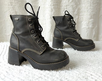 Jaren 90 Platform Skechers Zwart Lace Up Vintage Laarzen USA Maat 8 Schoenen damesschoenen Laarzen 