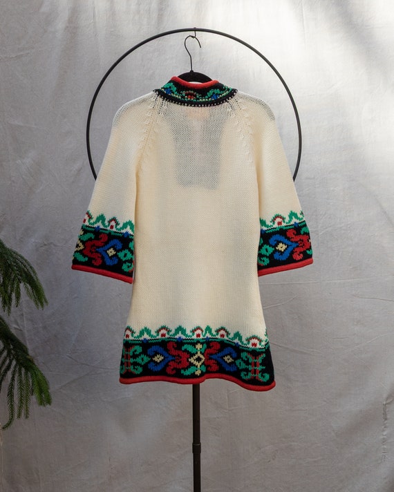 Vintage 1970s Cream White Acrylic Knit  Bell Slee… - image 5