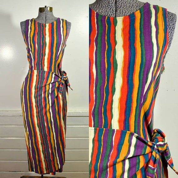 1960s/70s Cotton Rainbow Stripe Sarong Style Wrap
