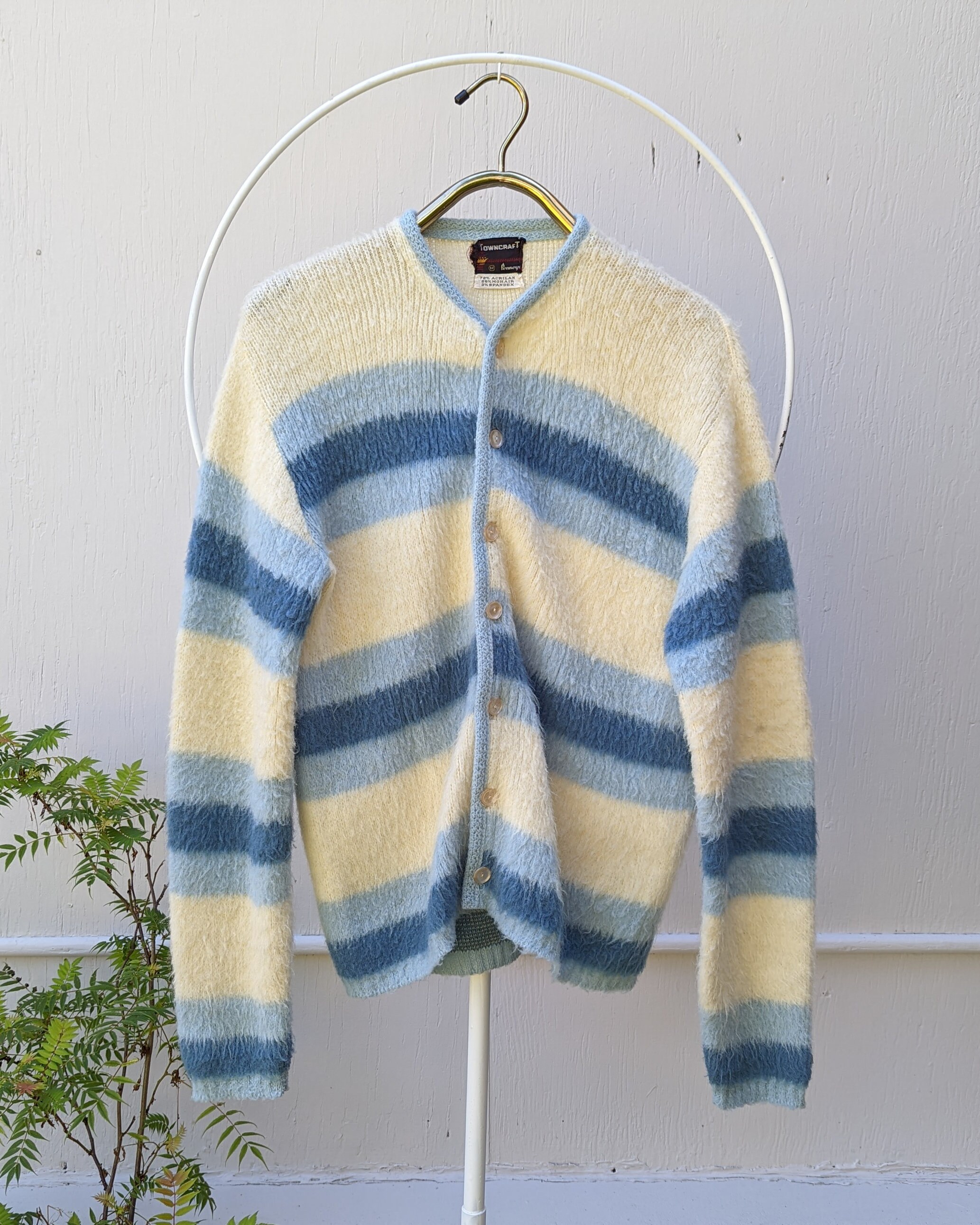 Vintage 1960s Towncraft Mohair Shaggy Stripe Cardigan 60's - Etsy Finland