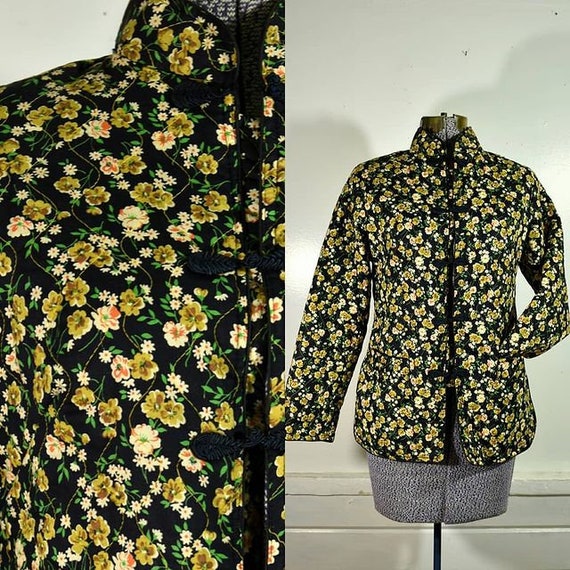 1970s/80s Quilted Cotton Floral Jacket / S