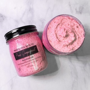 Pink Grapefruit Whipped Sugar Scrub | Foaming Whipped Soap