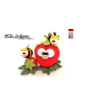 little bees and strawberry, crochet pattern