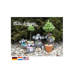 koala family with eucalyptus trees - crochet pattern by mala designs