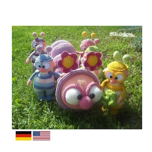 Bugs with big caterpillar, crochet pattern
