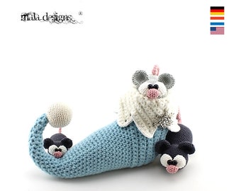 mice with elfshoe - crochet pattern by mala designs ®