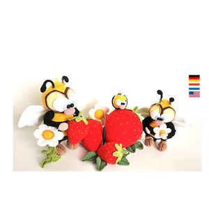Bees and strawberries, extended version, crochet pattern