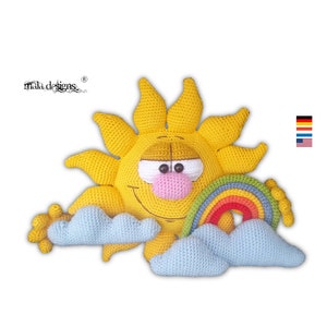 sun with clouds and rainbow, crochet pattern