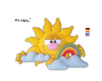 sun with clouds and rainbow, crochet pattern