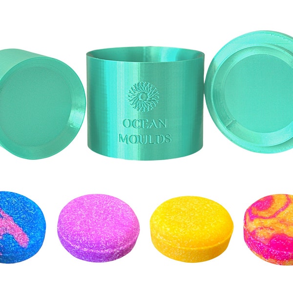 ROUND Puck Shampoo Bar Mould - 3 Piece 3D Printed - Bath Bomb Mold - Various Sizes - Solid Shampoo Bar Hand Press Mould