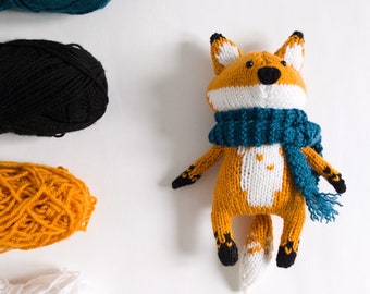 Fox Knitting Pattern, Knitted Woodland Animal Toy, Stuffed Soft Plushie Forest Animal Amigurumi, Snuggle Buddy DIY Tutorial PDF Printable