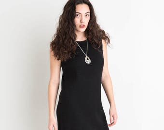 90s Black Knit Tank Dress M