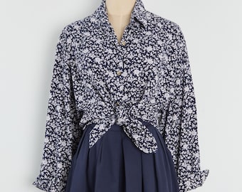Chemise boutonnée à imprimé floral blanc 90s L