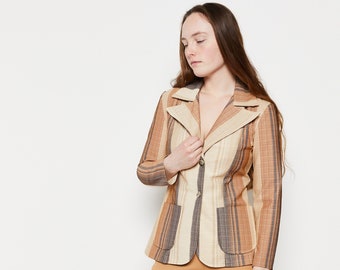 70s Tan Striped Blazer S