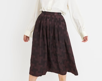 80s Plum Tetris Shine Skirt XS
