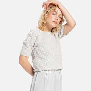 70s Pale Grey Popcorn Sweater XS image 1