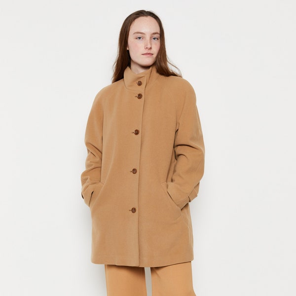 Manteau cheminée en laine camel années 80 M/L