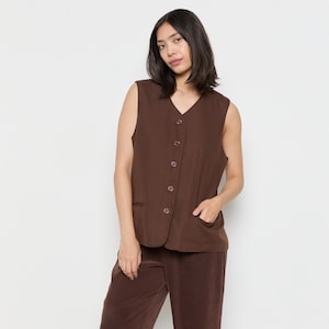 90s Chocolate Minimal Vest XL image 1