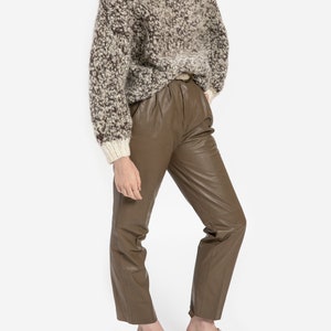 80s Taupe Leather Trousers XS image 1
