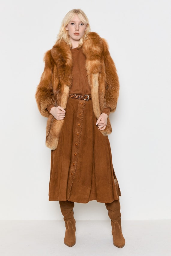 70s Red Fox Fur Coat M