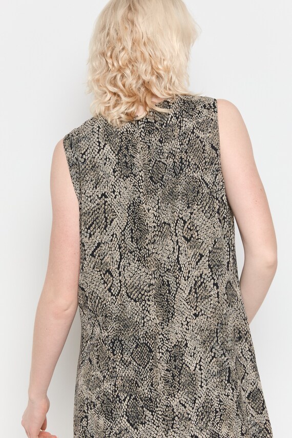 90s Taupe Snake Print Chiffon Maxi Dress L - image 7