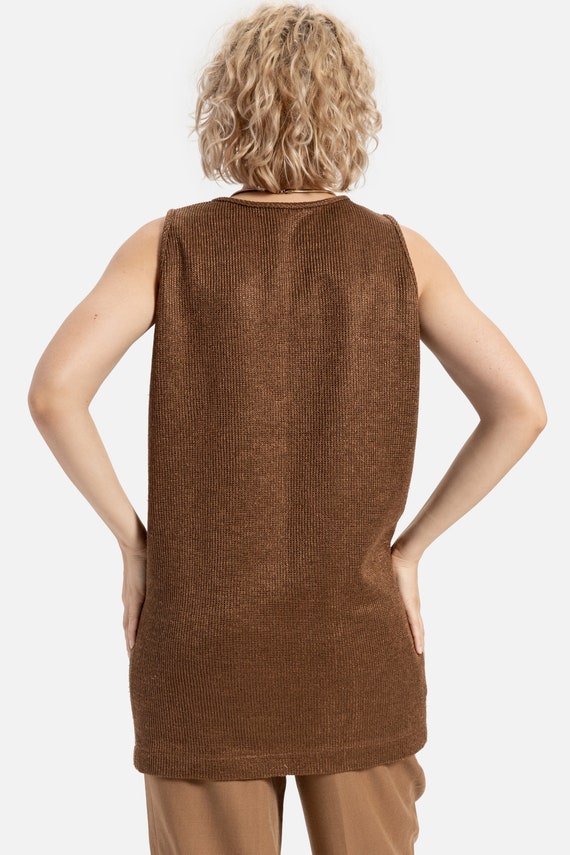 60s Tan Knit Tunic M - image 7