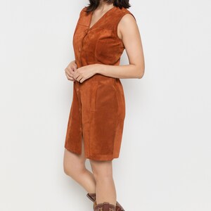 70s Rust Suede Jumper Dress M image 4