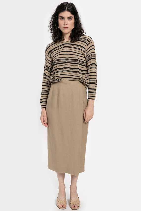 70s Tan Woven Skirt S - image 1