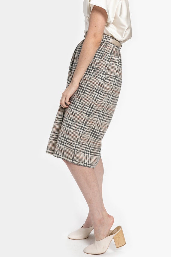 70s Grey Plaid Wool Skirt M - image 7