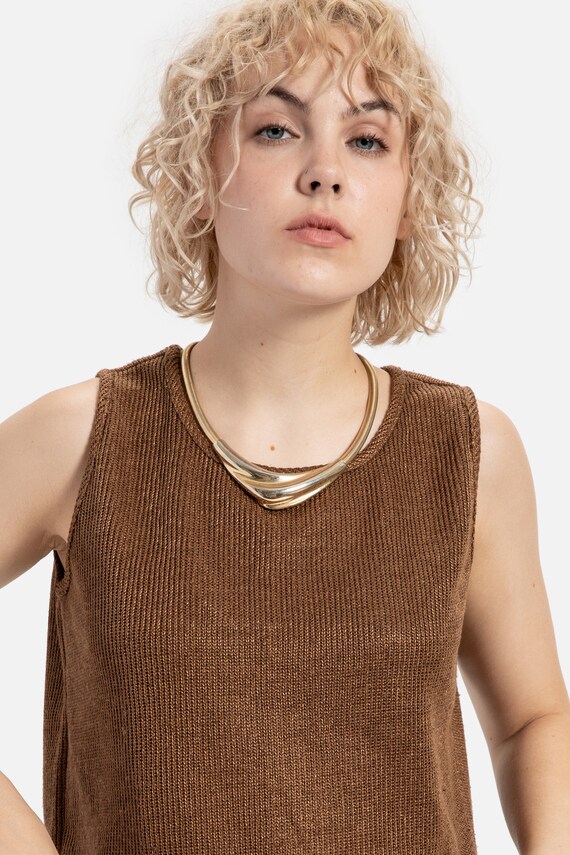 60s Tan Knit Tunic M - image 3