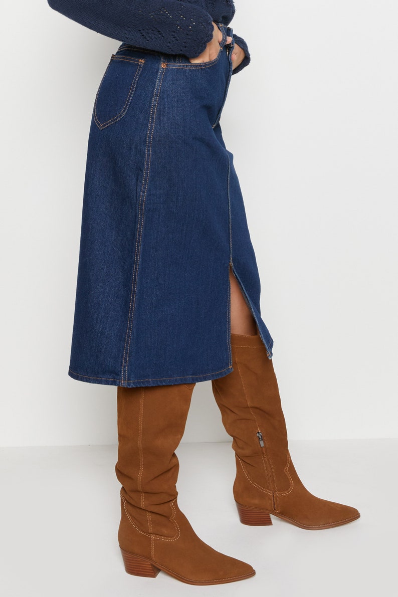 90s Dark Wash Denim Skirt S image 9