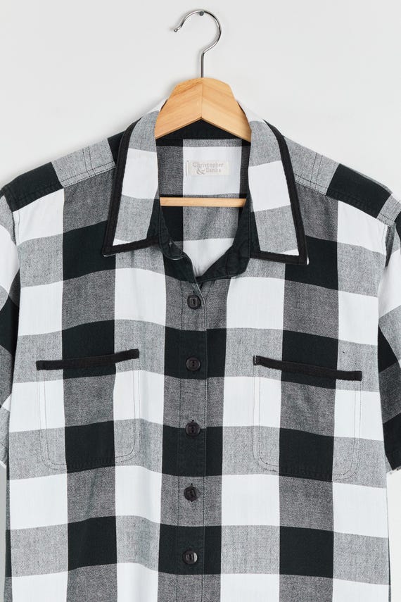 00s B&W Check Button Down Top XL - image 4