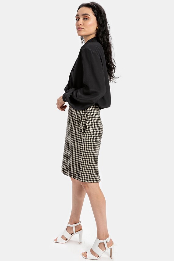 80s B&W Houndstooth Skirt S - image 6