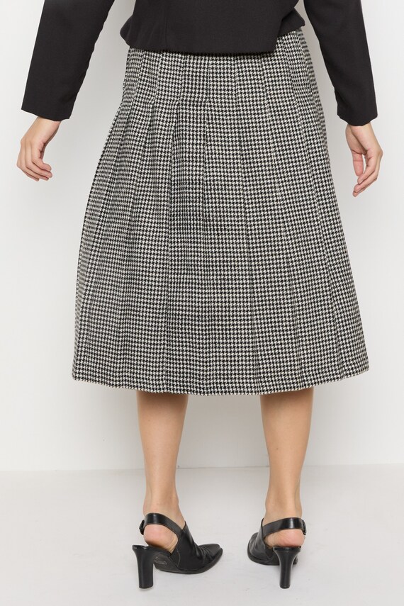 70s B&W Houndstooth Pleated Wool Skirt S - image 8