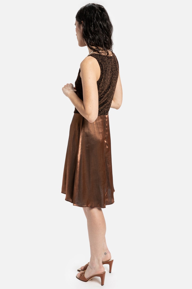 90s Copper Metallic Dress S image 4