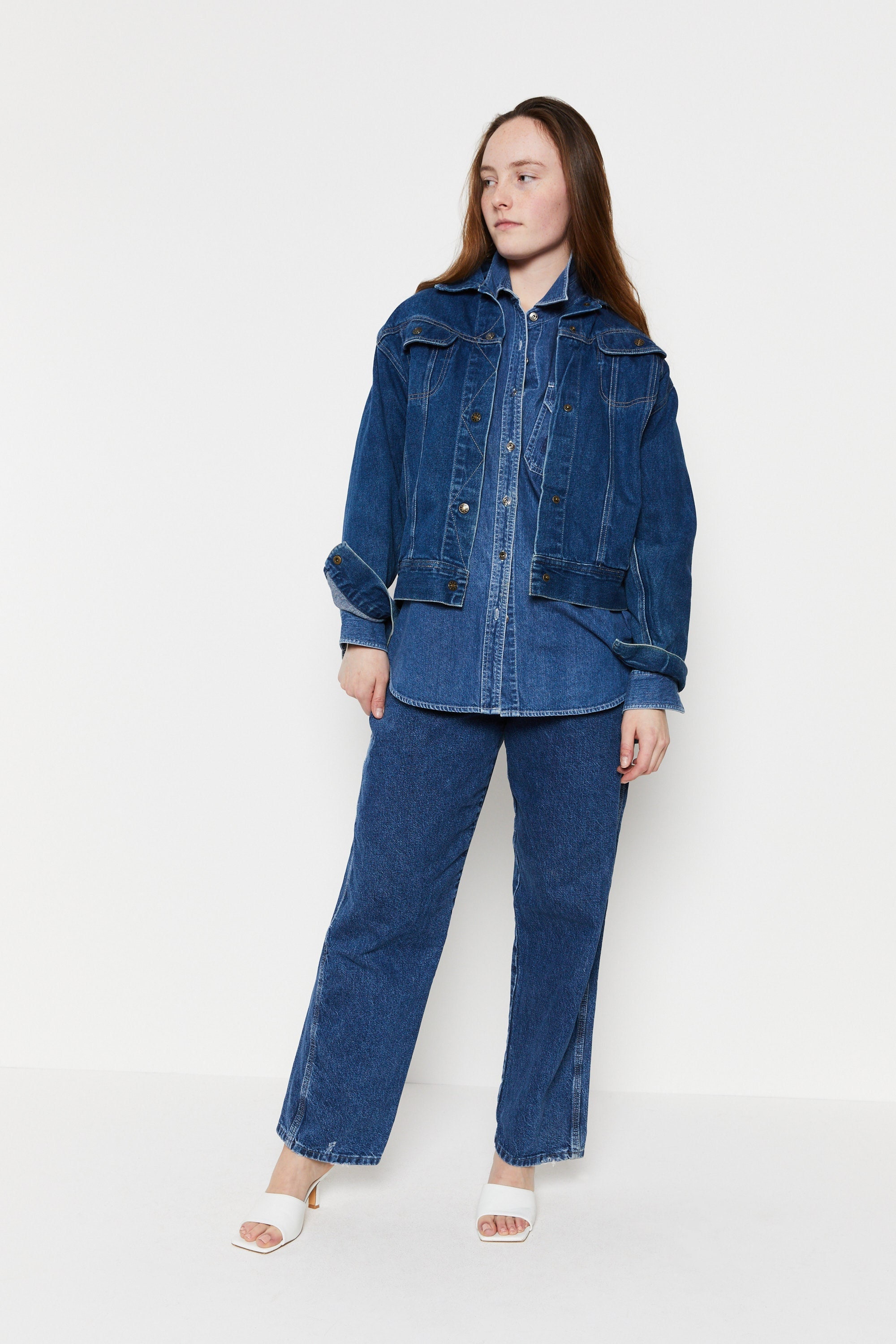 Veste en jean vieilli annees 80 delave fonce L Etsy Canada