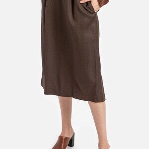 90s Brown Herringbone Pencil Skirt S image 8