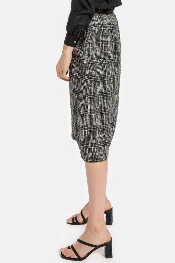 80s B&W Plaid Skirt S - image 4