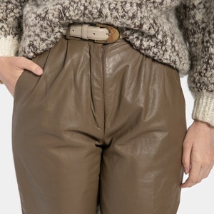 80s Taupe Leather Trousers XS image 3