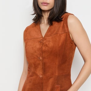 70s Rust Suede Jumper Dress M image 3