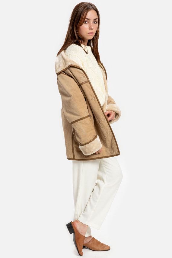 90s Tan Suede Patchwork Jacket L - image 9