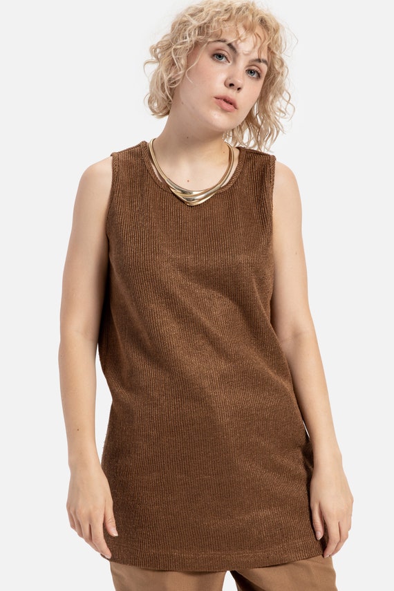 60s Tan Knit Tunic M - image 9