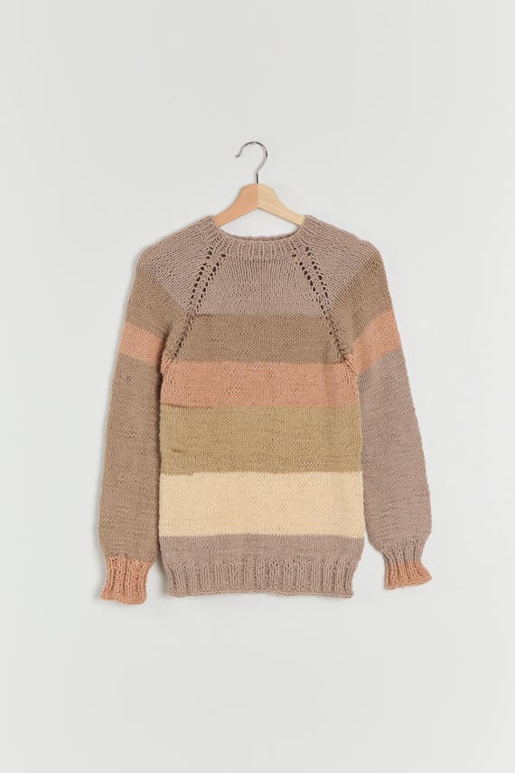 70s Pastel Striped Wool Sweater S