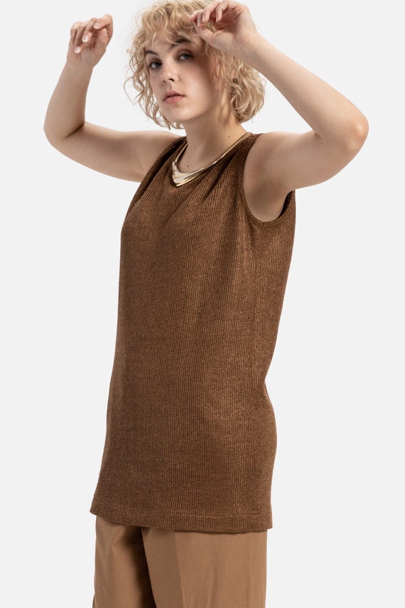 60s Tan Knit Tunic M - image 8